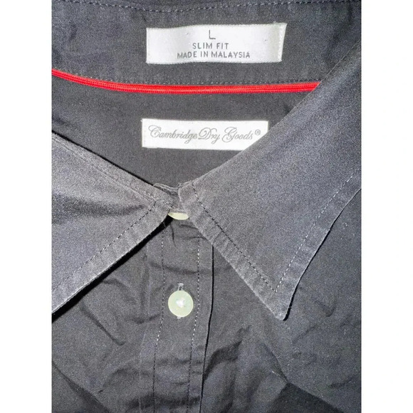 CAMBRIDGE DRY  GOODS  SIZE L large black button down shirt - Picture 2 of 2